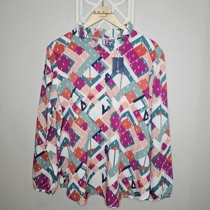 NWT Michelle McDowell Cameron Blouse XL On The Road Geometric